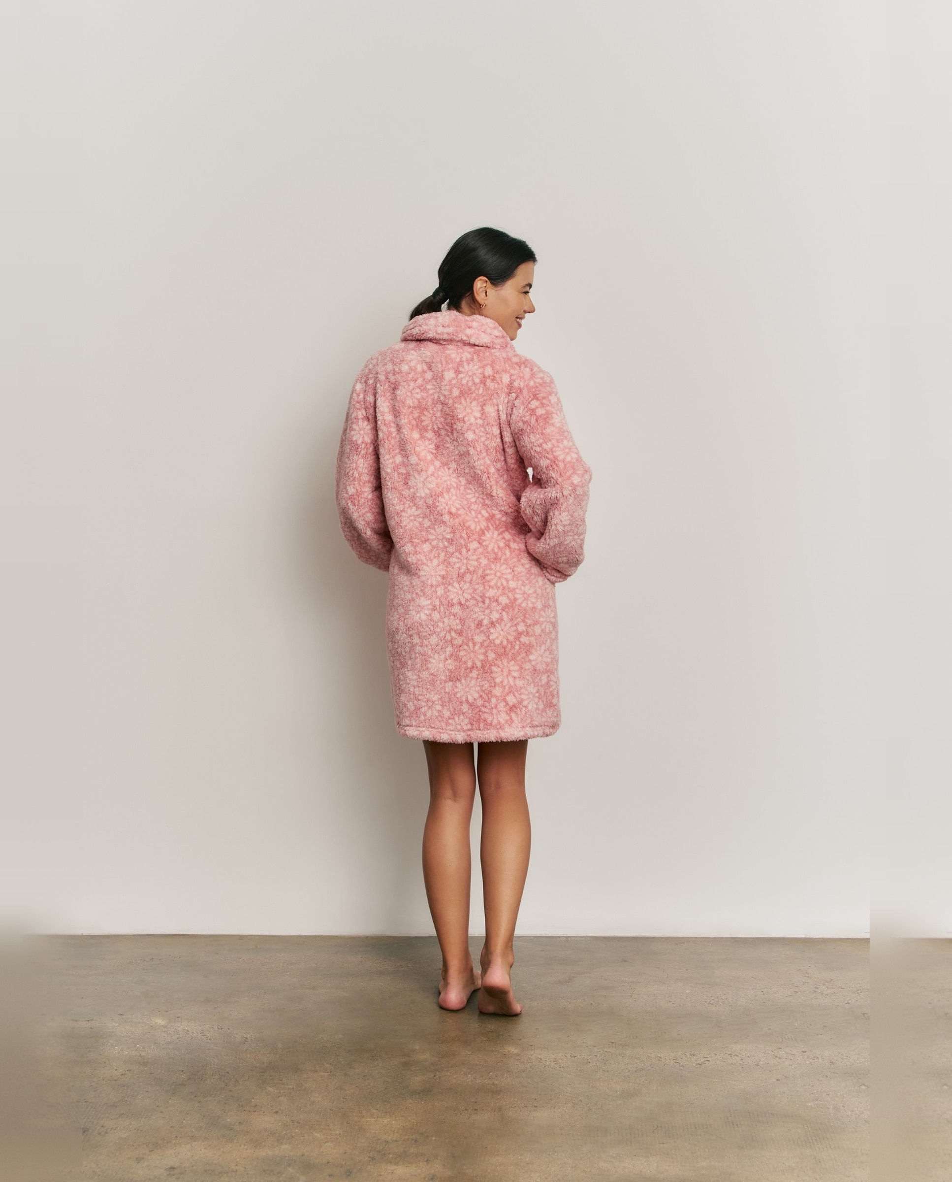 Bata de mujer con estampado y cremallera - Promise - Rosa Rosa-2