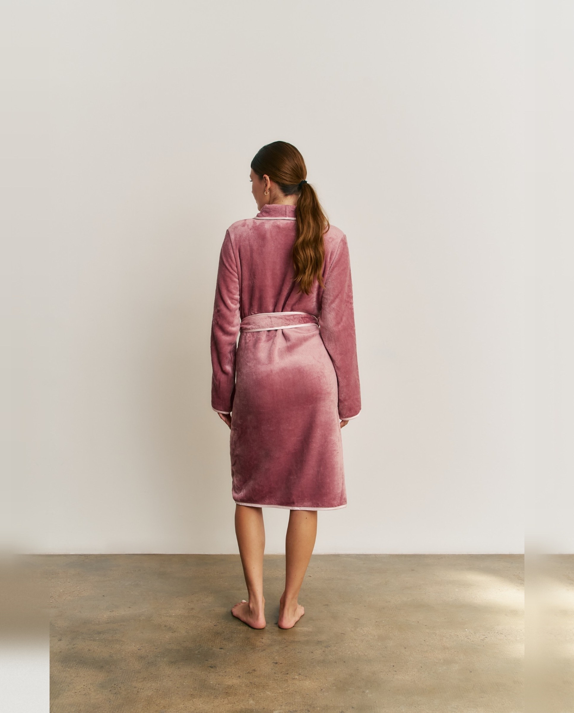 Bata de mujer con tacto suave y cinturón - Promise - Rosa claro Rosa claro-2