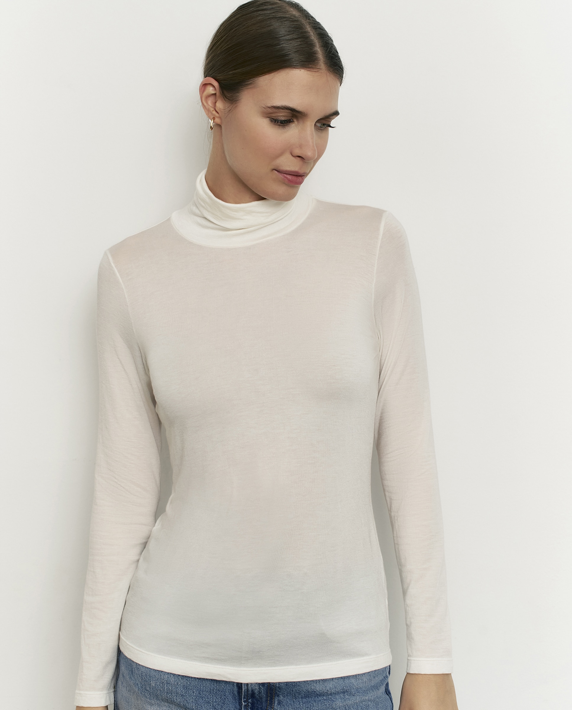 Imagen 1 de Camiseta interior básica de mujer con manga larga y modal - Promise - Blanco roto Blanco roto