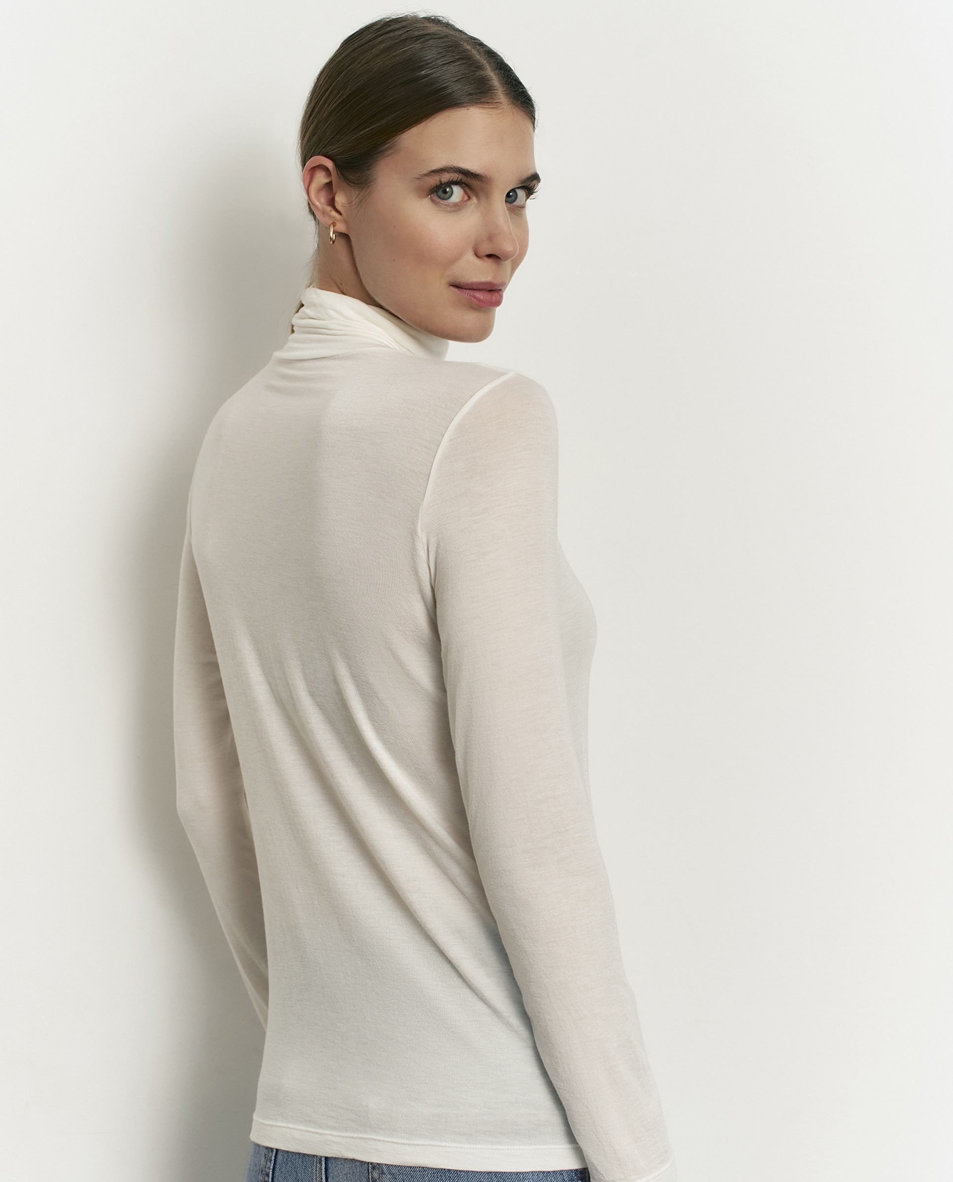 Imagen 2 de Camiseta interior básica de mujer con manga larga y modal - Promise - Blanco roto Blanco roto