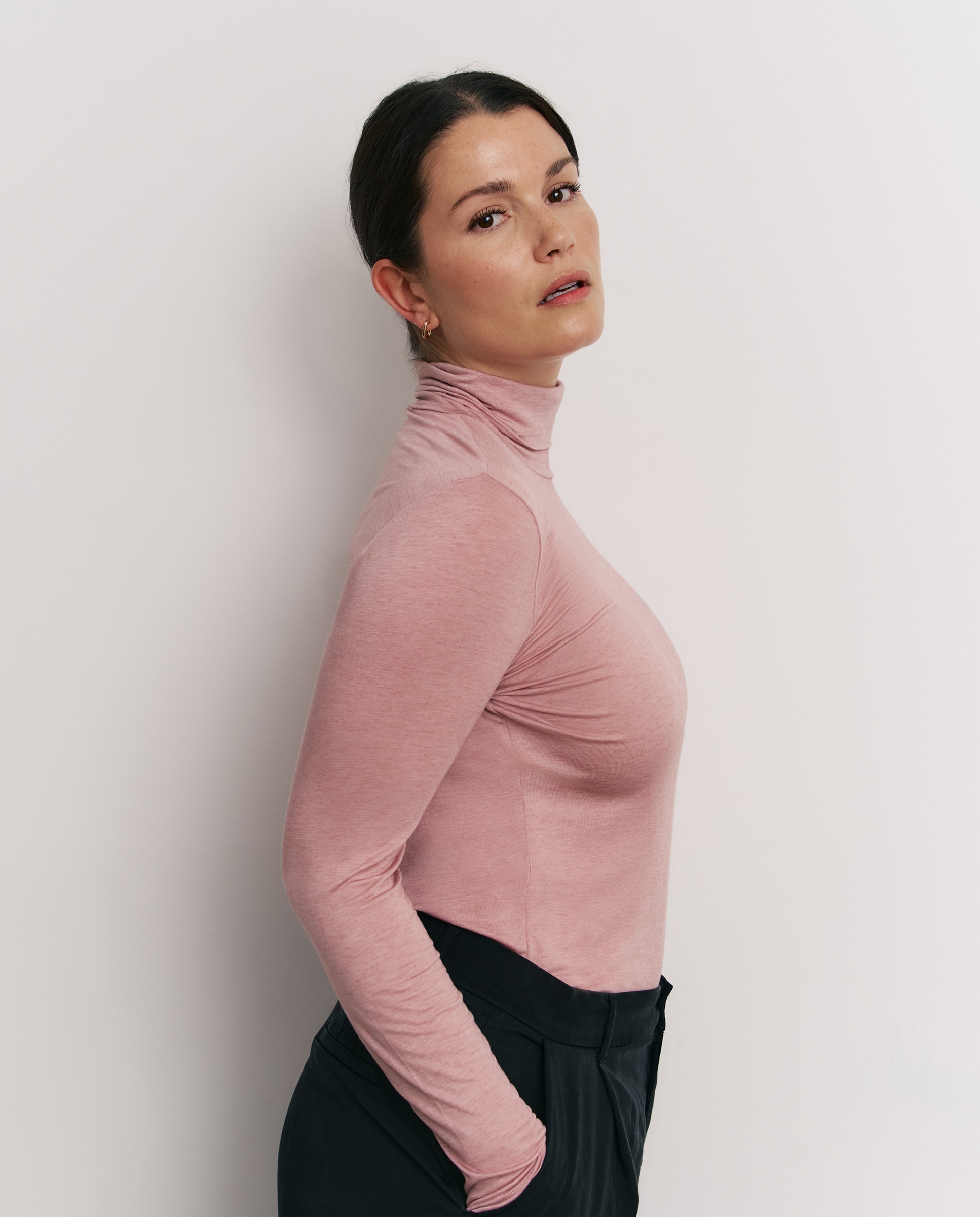 Imagen 3 de Camiseta interior básica de mujer con manga larga y modal - Promise - Rosa Rosa