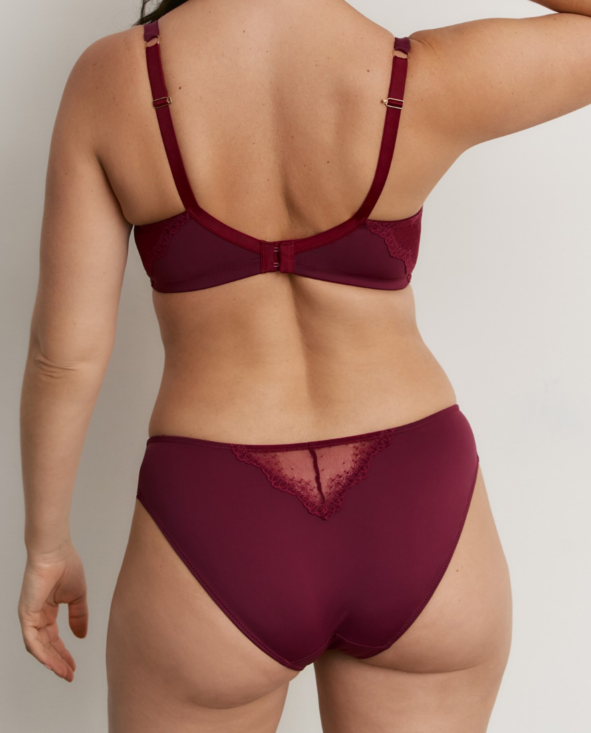 Bragas clásicas de mujer con encaje y microfibra - Promise - Burdeos Burdeos-4