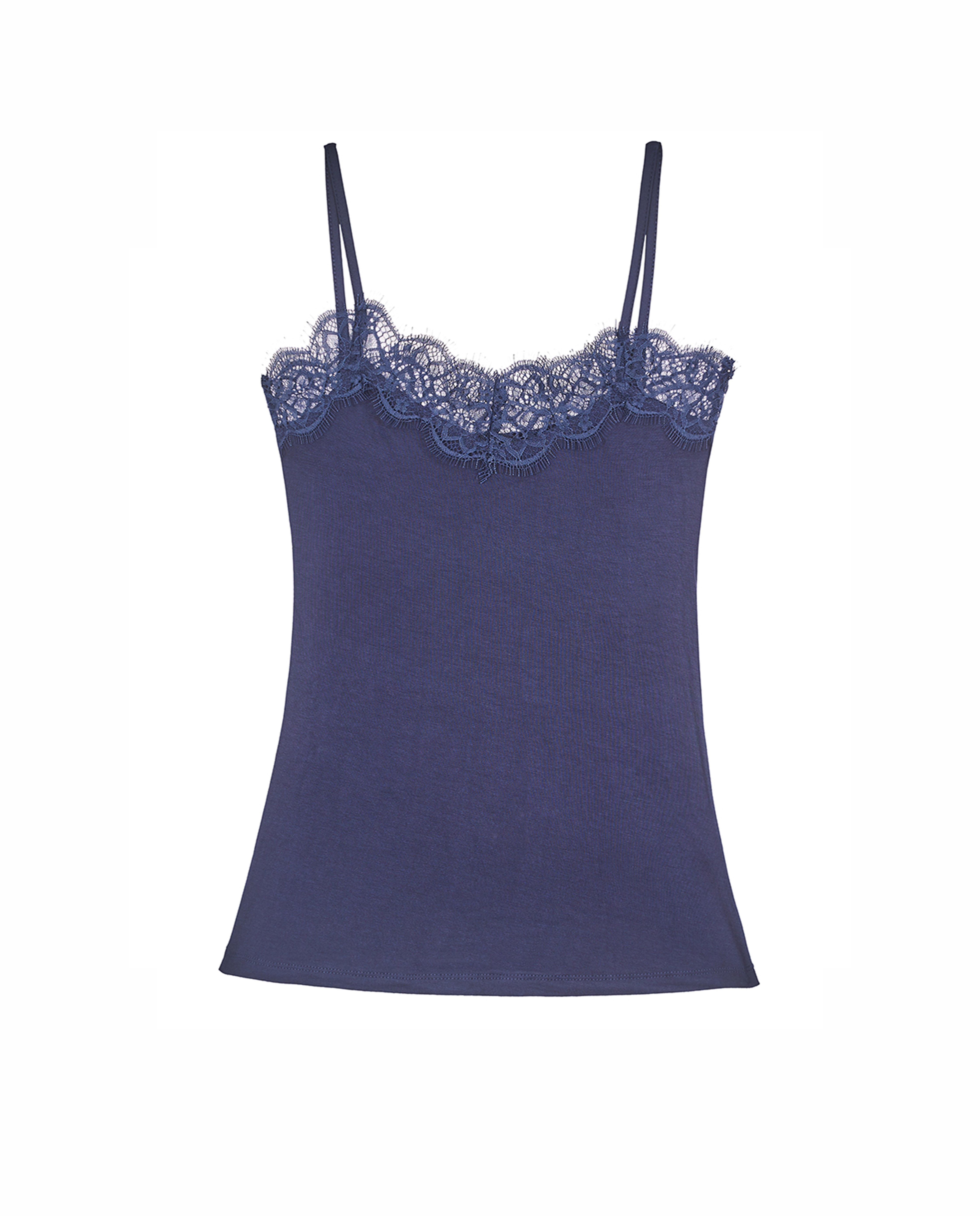 Camiseta interior de mujer de tirantes con encaje - Promise - Azul marino Azul marino-3