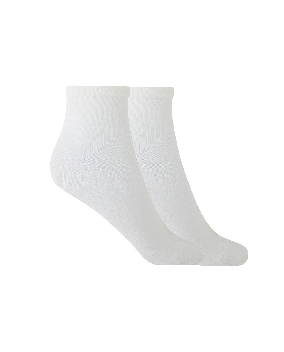 Pack de 2 pares de calcetines de mujer de bambú lisos - Punto Blanco - Blanco Blanco-1