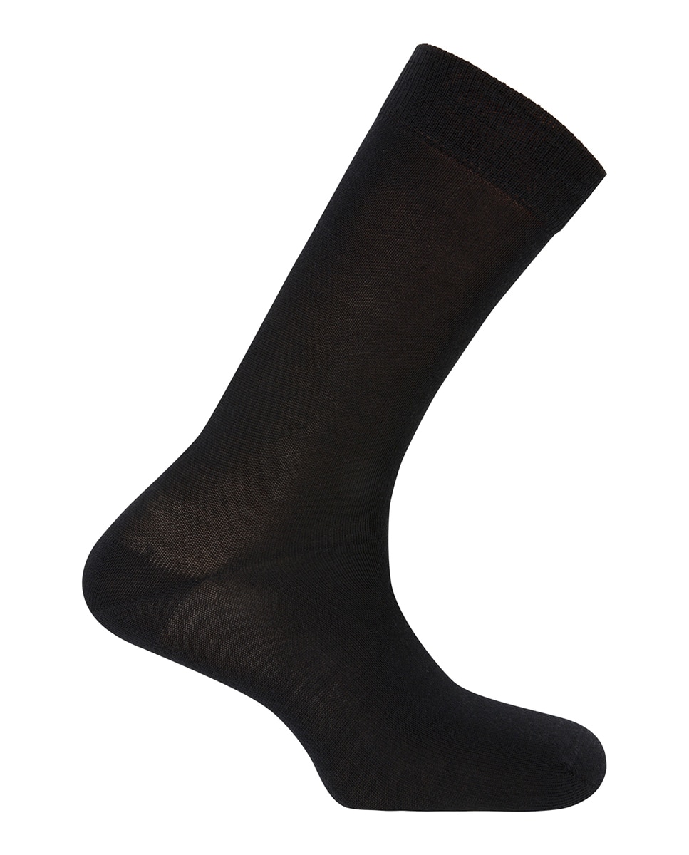 Calcetines cortos de lana super merino de hombre lisos - Punto Blanco - first class - Negro Negro-1