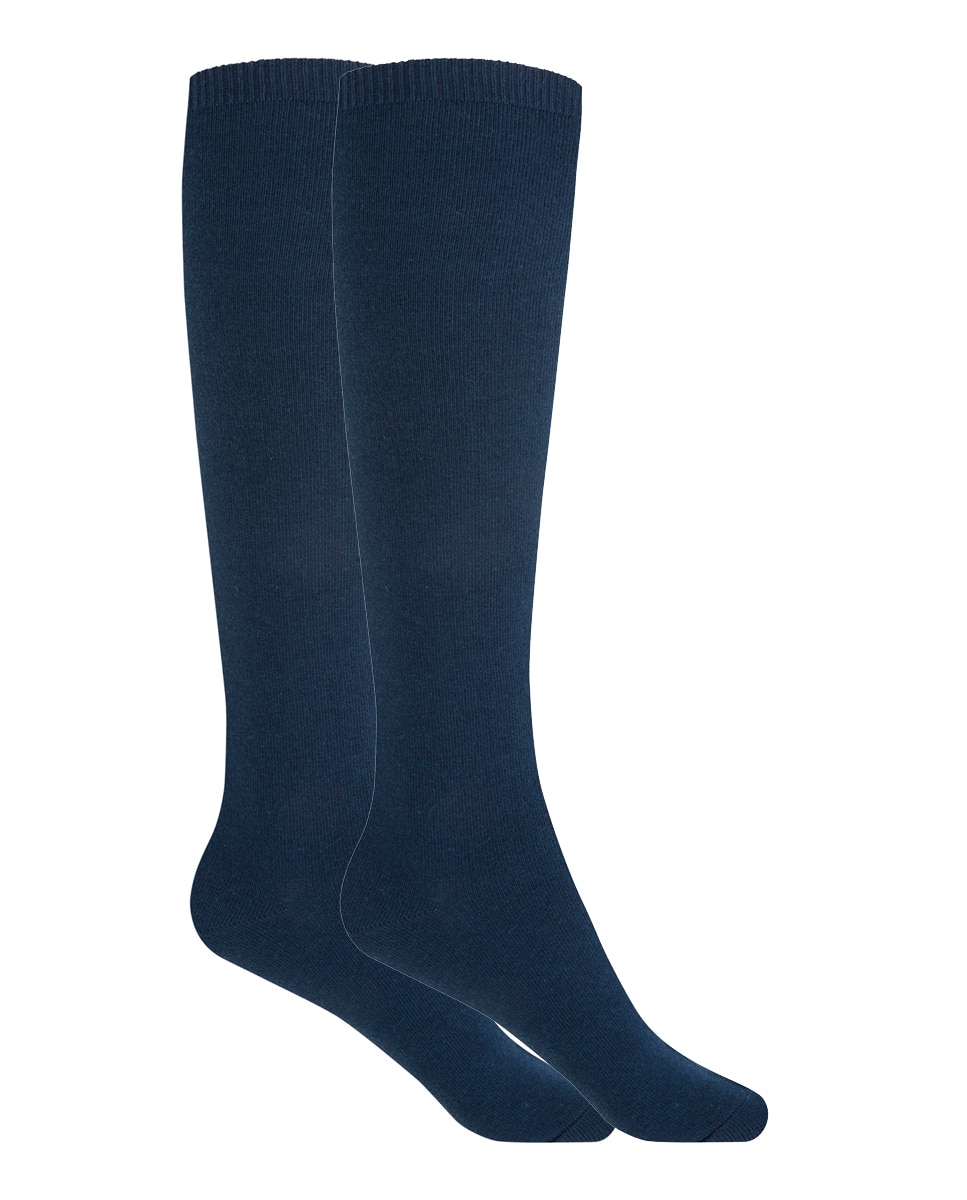 Imagen 1 de Pack de 2 pares de calcetines en bambú liso - Punto Blanco - Azul marino Azul marino