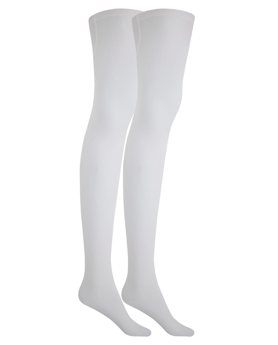 Imagen 1 de Pack de 2 pares de leotardos niña de bambú liso - Punto Blanco - Crudo Crudo