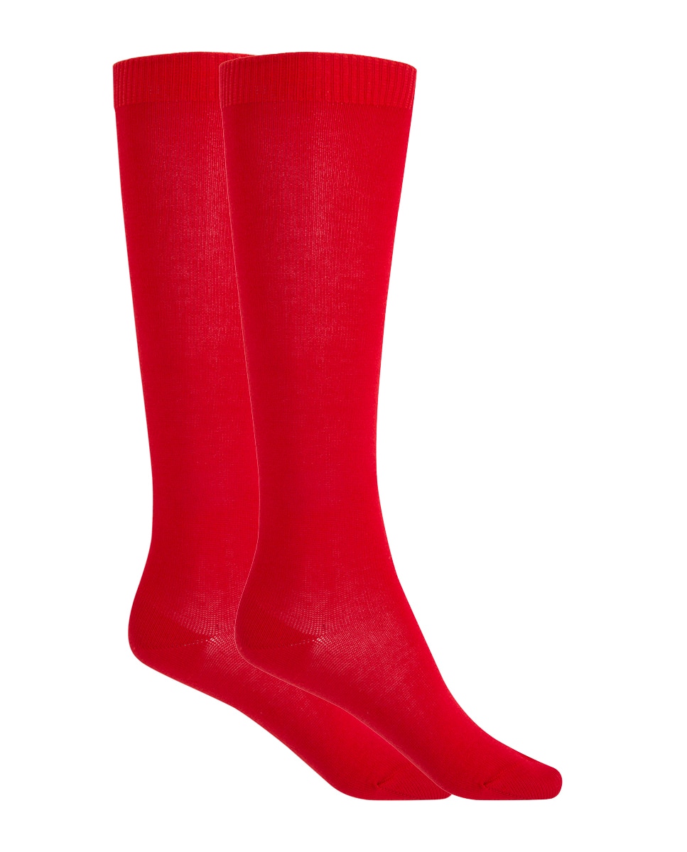 Pack de 2 pares de calcetines de algodón lisos - Punto Blanco - Rojo Rojo-1