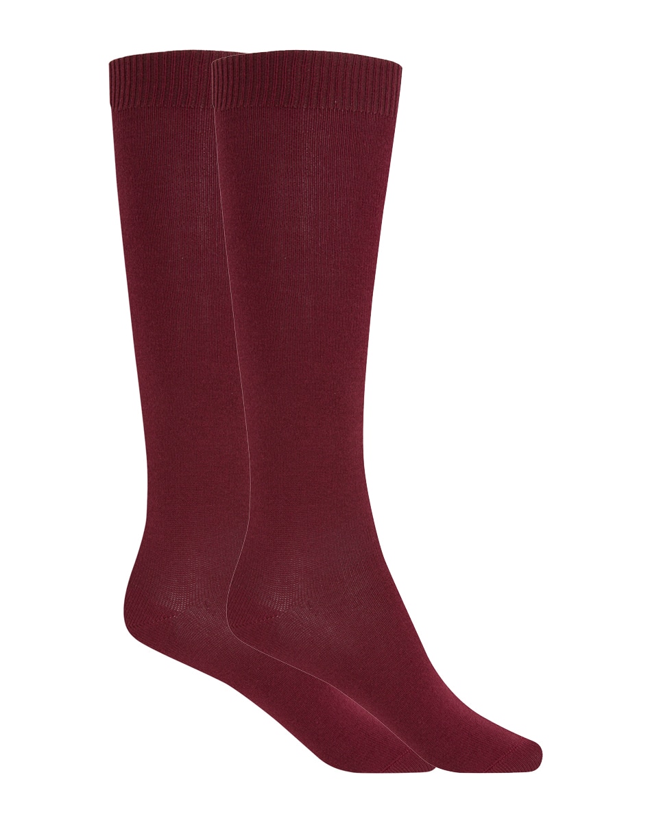 Pack de 2 pares de calcetines de algodón lisos - Punto Blanco - Granate Granate-1