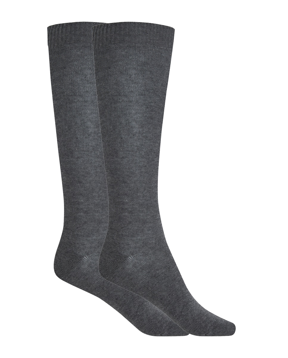 Pack de 2 pares de calcetines de algodón lisos - Punto Blanco - Gris oscuro Gris oscuro-1
