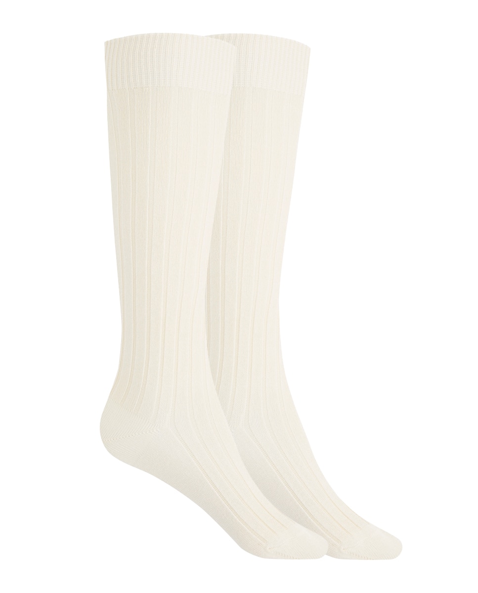 Pack de 2 pares de calcetines de algodón de canalé - Punto Blanco - Natural Natural-1