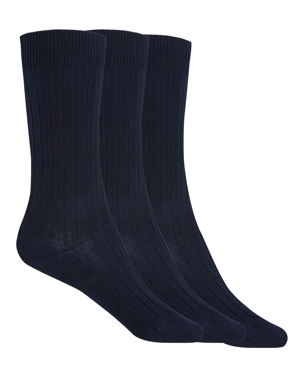 Imagen 1 de Pack de 3 pares de calcetines en algodón y canalé - Punto Blanco - Azul marino Azul marino