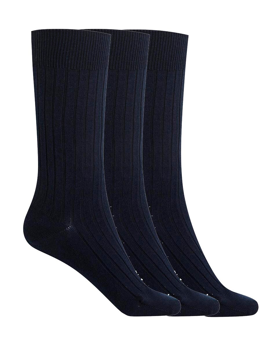Imagen 1 de Pack de 3 pares de calcetines en algodón y canalé - Punto Blanco - Azul Azul
