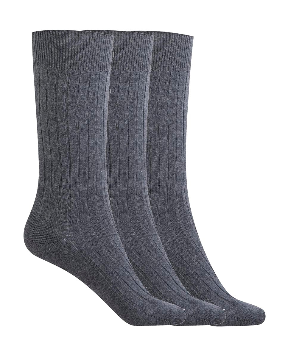 Imagen 1 de Pack de 3 pares de calcetines en algodón y canalé - Punto Blanco - Gris oscuro Gris oscuro