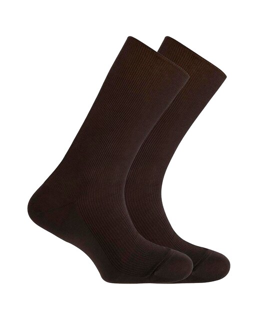 Imagen 0 de Pack de 2 pares de calcetines de hombre de algodón mercerizado en color marrón