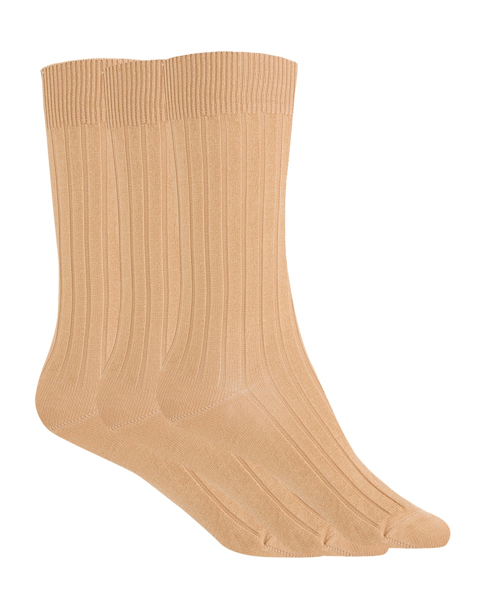 Imagen 1 de Pack de 3 pares de calcetines en algodón y canalé - Punto Blanco - Beige Beige