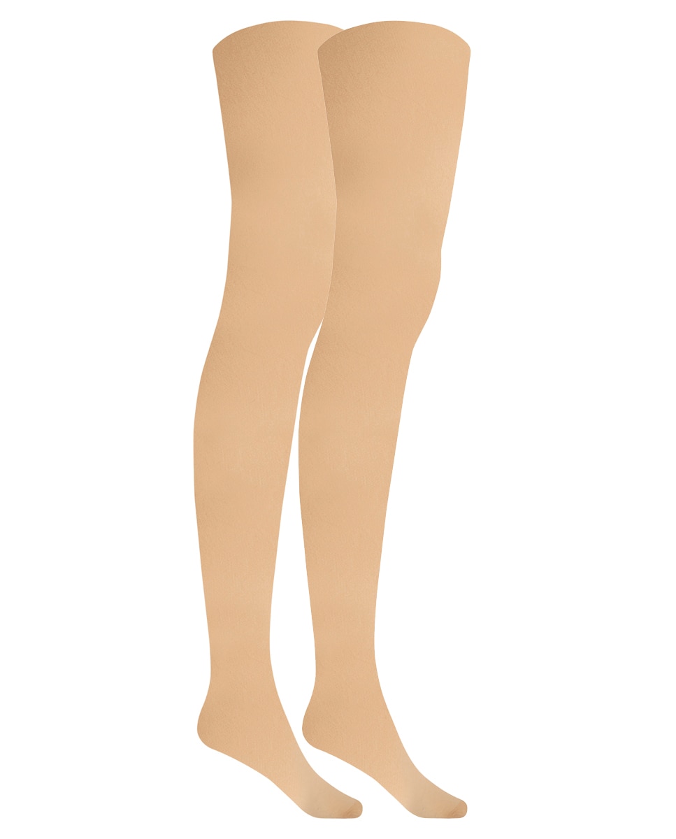 Imagen 1 de Pack de 2 leotardos de niña lisos - Punto Blanco - Beige Beige