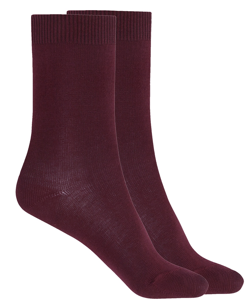 Imagen 0 de Pack de 2 pares de calcetines de algodón lisos Granate