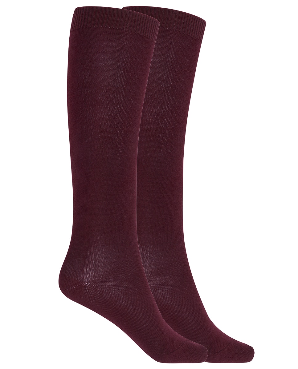 Pack de 2 pares de calcetines de algodón lisos - Punto Blanco - Granate Granate-1