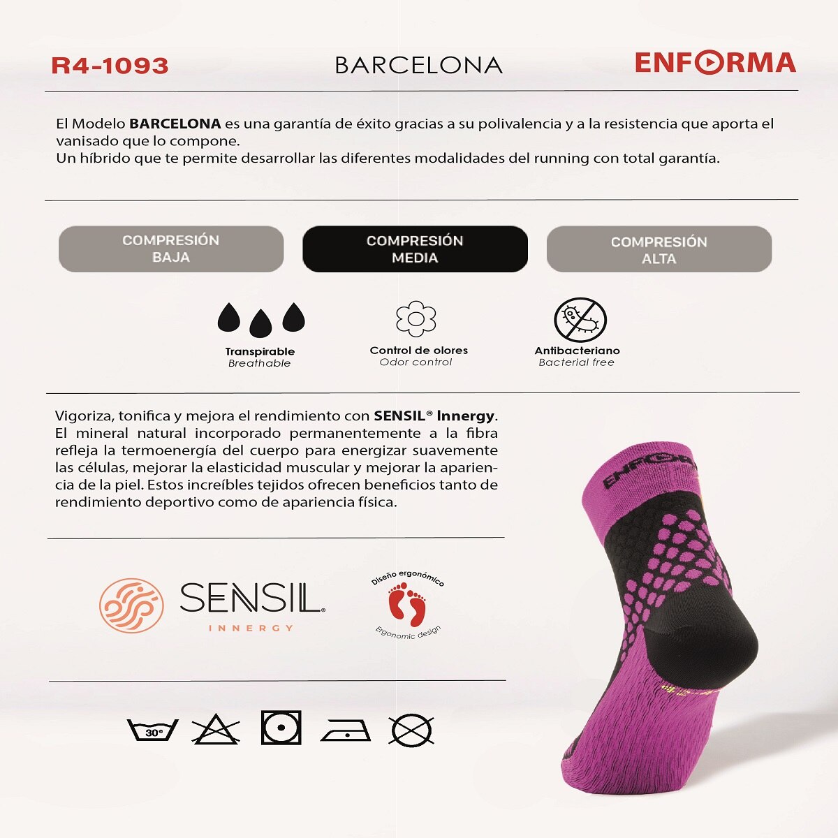 Imagen 4 de Calcetines de running unisex Barcelona Enforma - Coral Coral