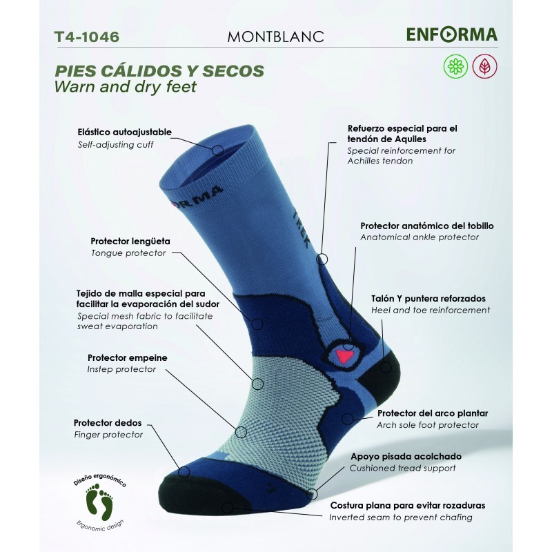 Imagen 5 de Calcetines de trekking unisex Montblanc Enforma - Azul / Gris Azul / Gris