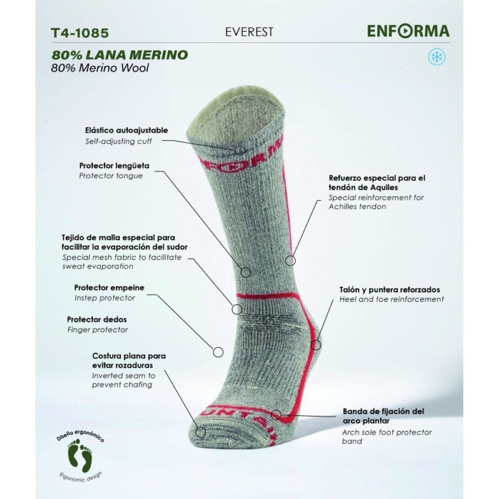 Imagen 5 de Calcetines de trekking unisex Everest Enforma - Gris claro Gris claro