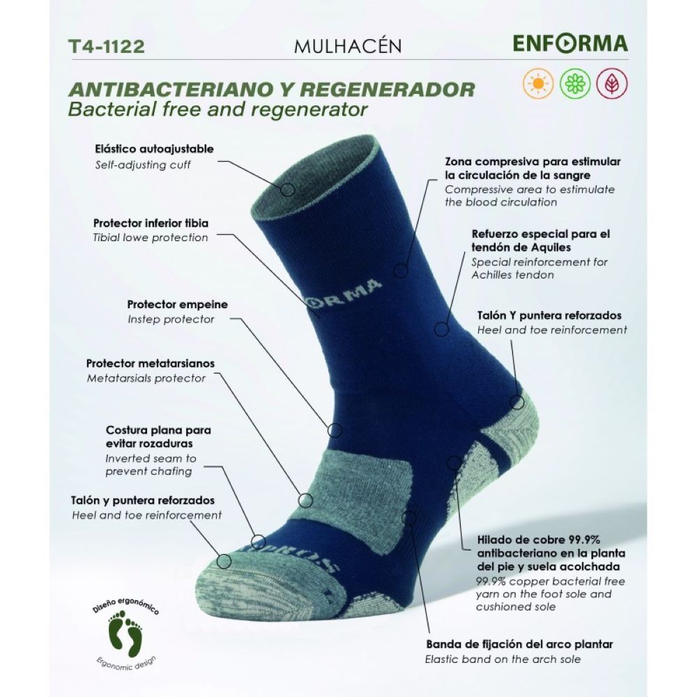 Imagen 3 de Calcetines de trekking unisex Mulhacén Enforma - Azul / Gris Azul / Gris