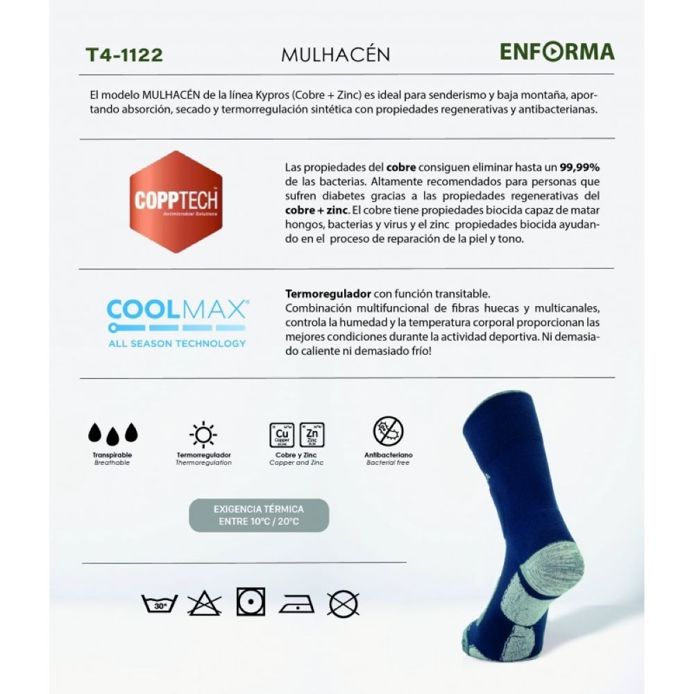 Imagen 4 de Calcetines de trekking unisex Mulhacén Enforma - Azul / Gris Azul / Gris