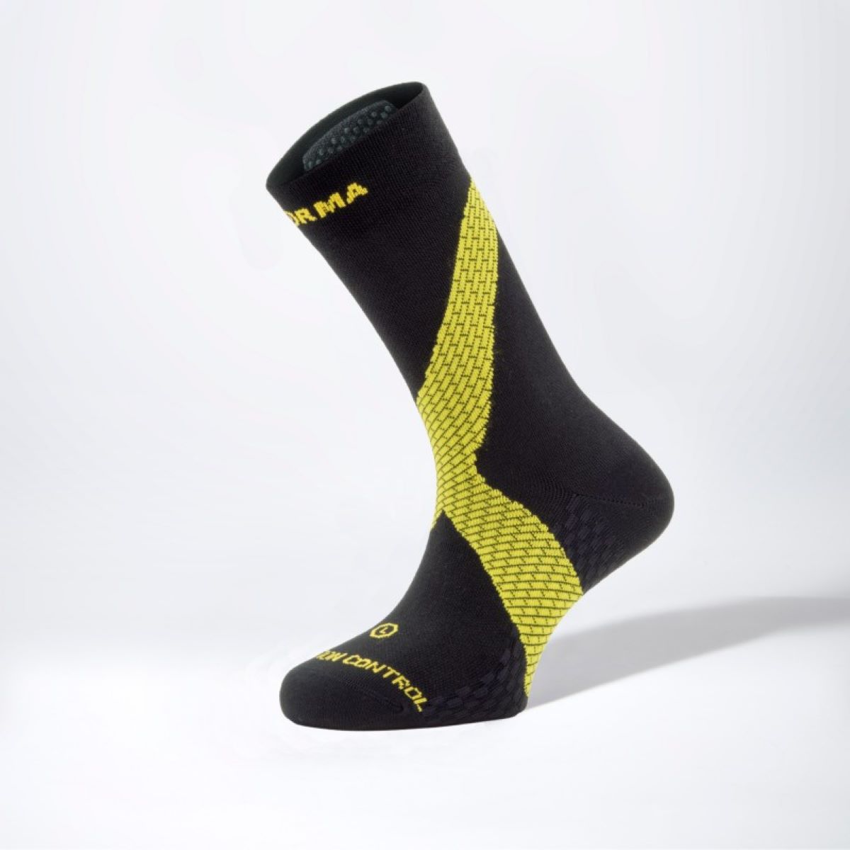 Enforma Calcetín de running unisex Pronation Control Negro / Amarillo Flúor