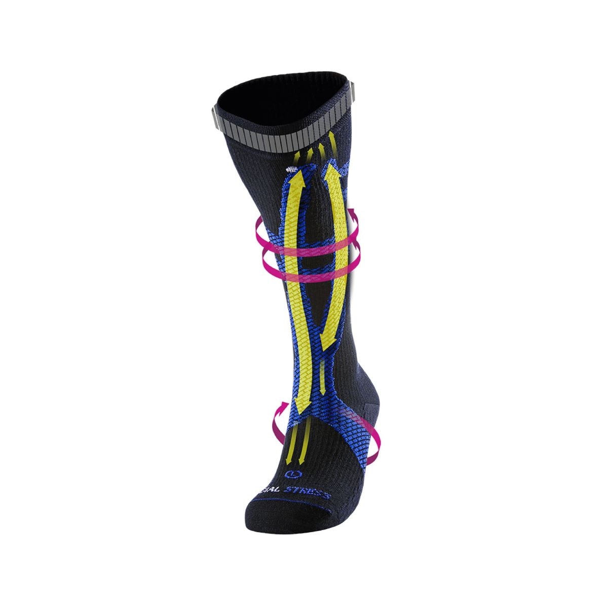Imagen 4 de Calcetín de compresión unisex Tibial Stress Enforma - Negro / Azul Negro / Azul