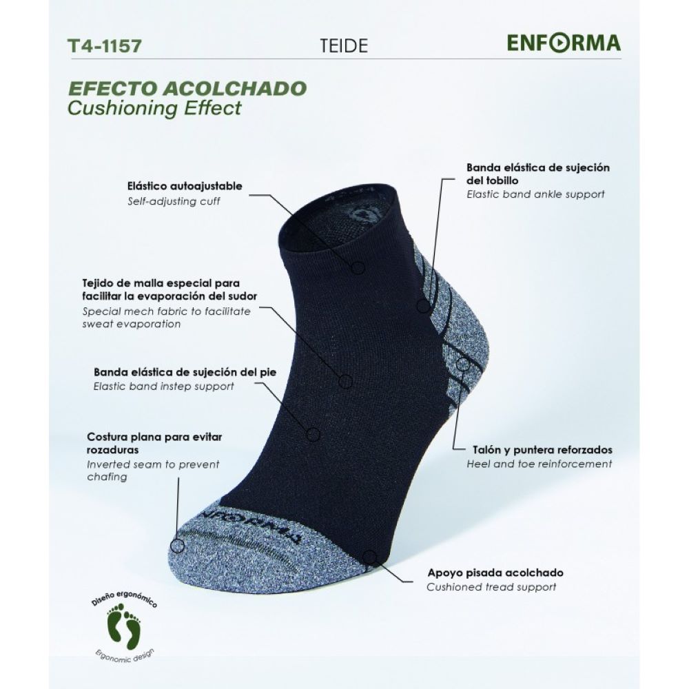 Imagen 4 de Calcetines de trekking unisex Teide Enforma - Negro / Gris Negro / Gris