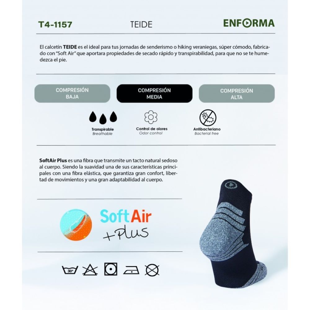 Imagen 5 de Calcetines de trekking unisex Teide Enforma - Negro / Gris Negro / Gris