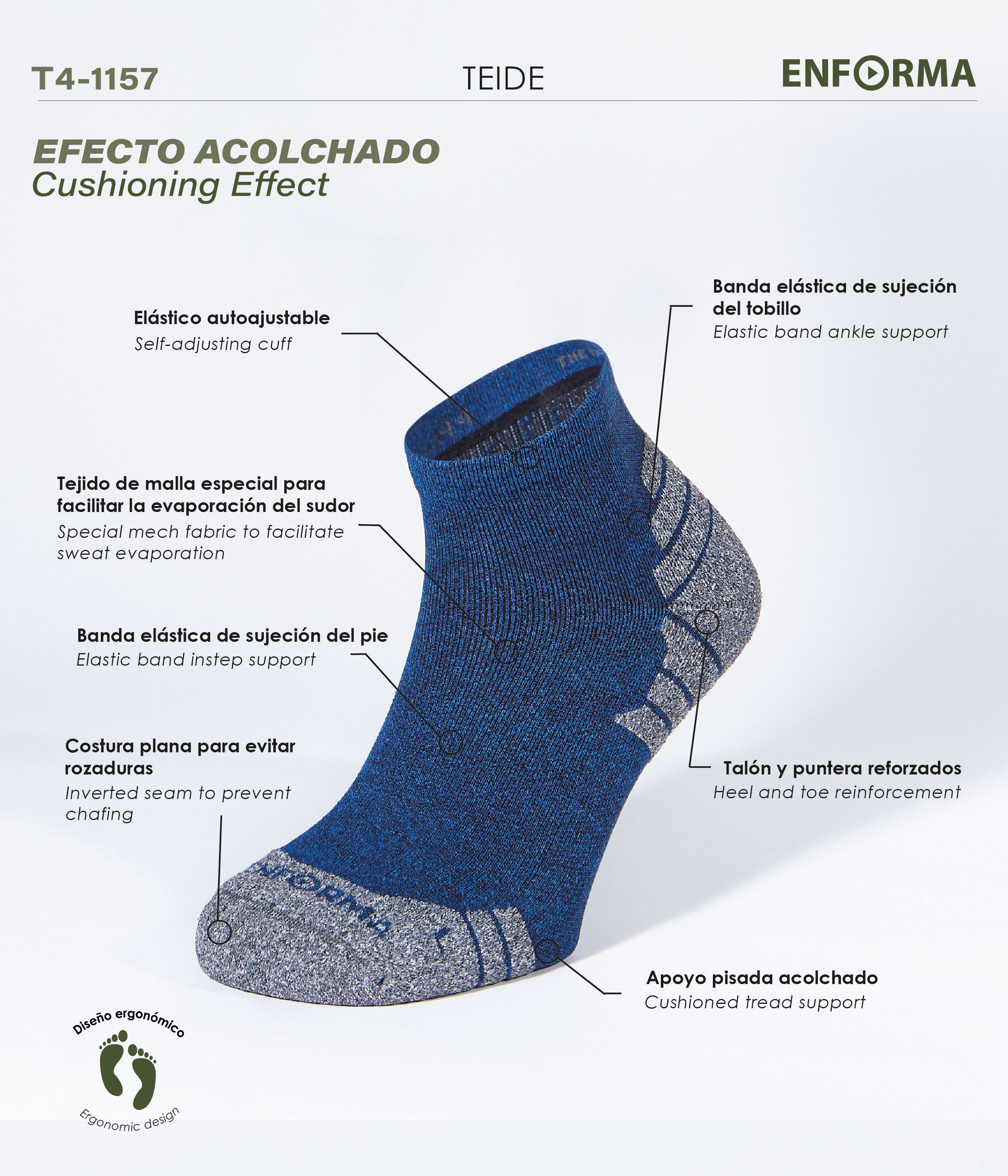Imagen 4 de Calcetines de trekking unisex Teide Enforma - Azul / Gris Azul / Gris