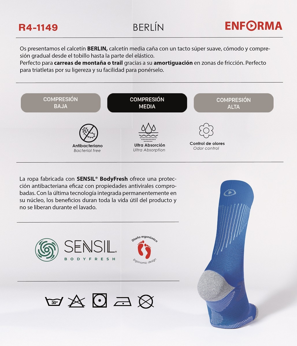 Imagen 5 de Calcetines de running unisex Berlín Enforma - Azul royal Azul royal