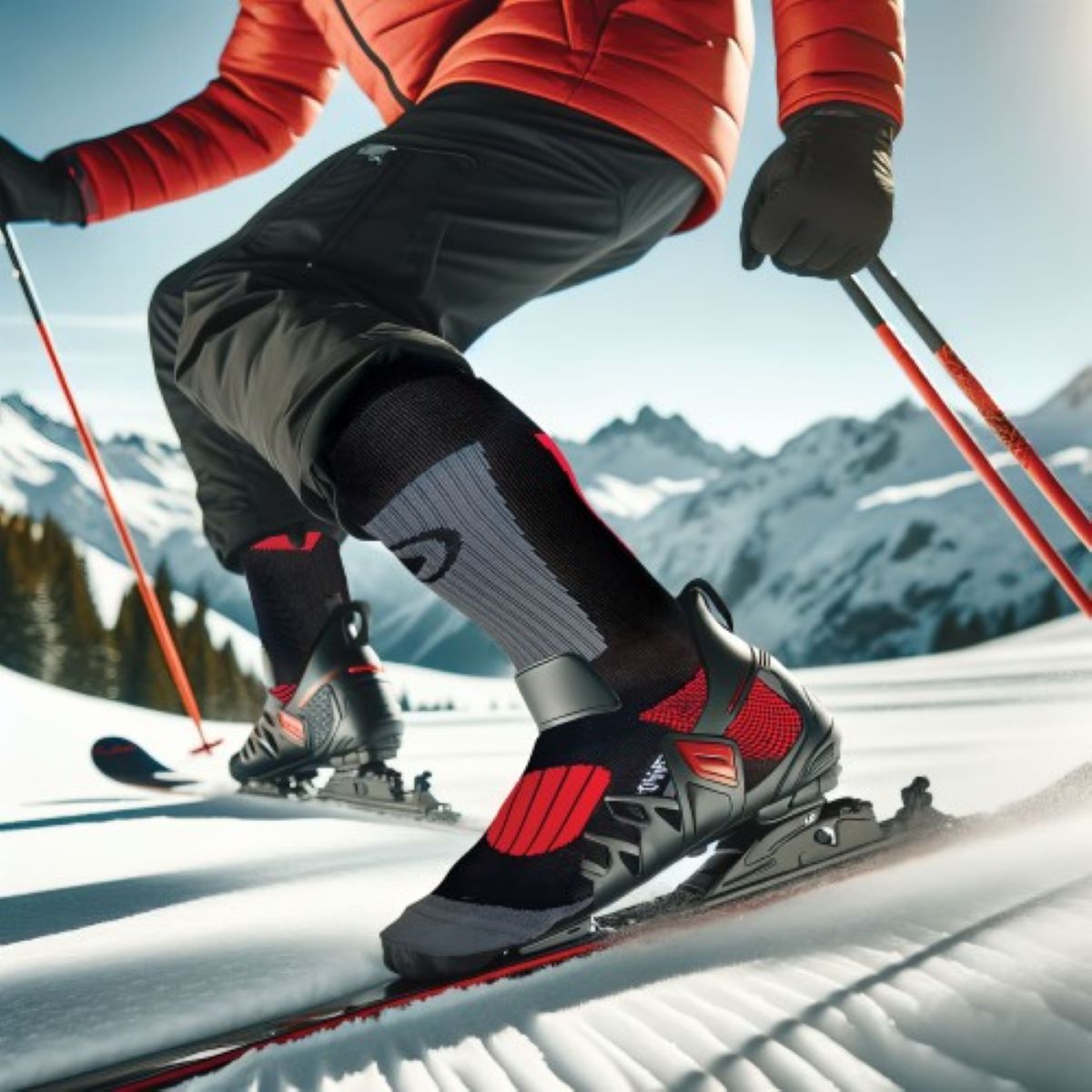 Calcetines de esquí y snow unisex Levi Enforma - Negro / Rojo Negro / Rojo-3