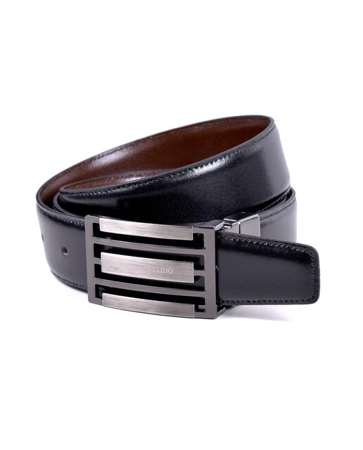 Imagen 0 de Cinturón de hombre de piel reversible en negro marrón