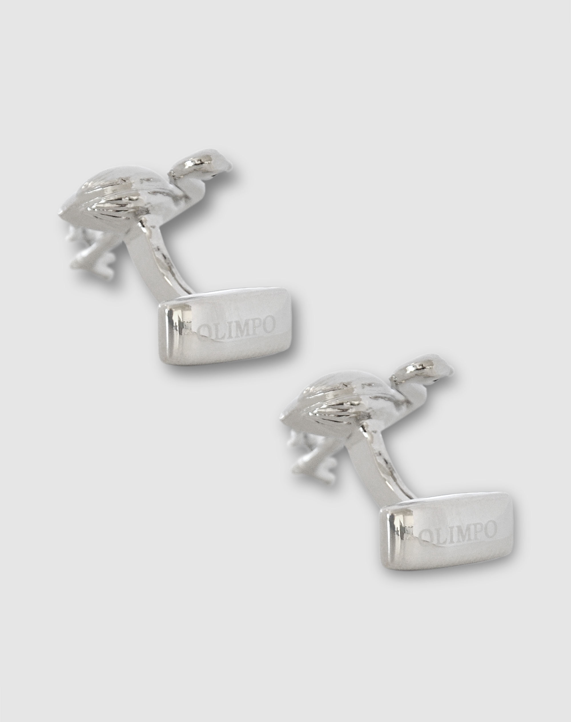 Imagen 2 de Gemelos metálicos con forma de flamencos en color - Olimpo - Plata Plata