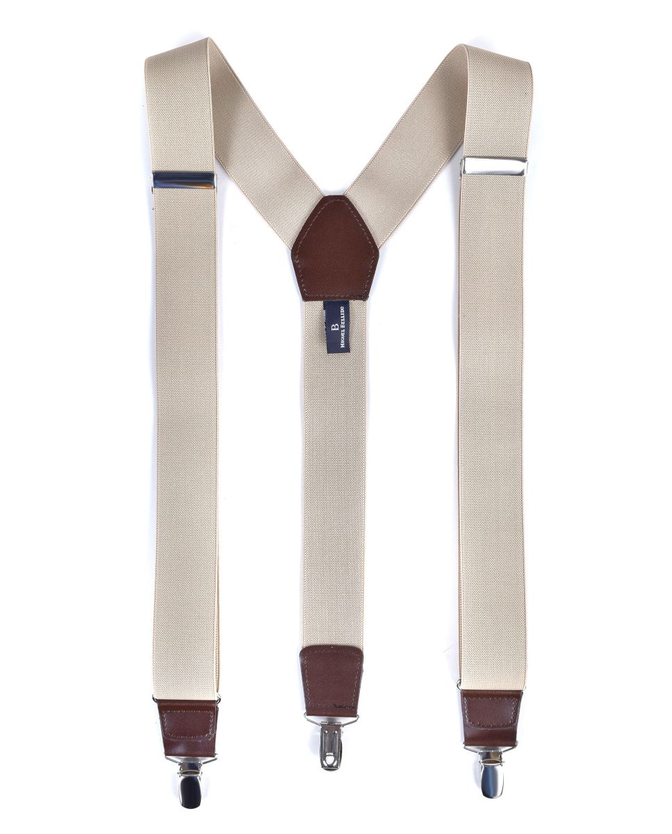 Imagen 0 de Tirantes de hombre en color beige con cierre de pinzas Beige