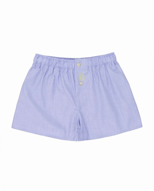 Imagen 0 de Bóxer de niño de algodón en color azul con bordado en contraste