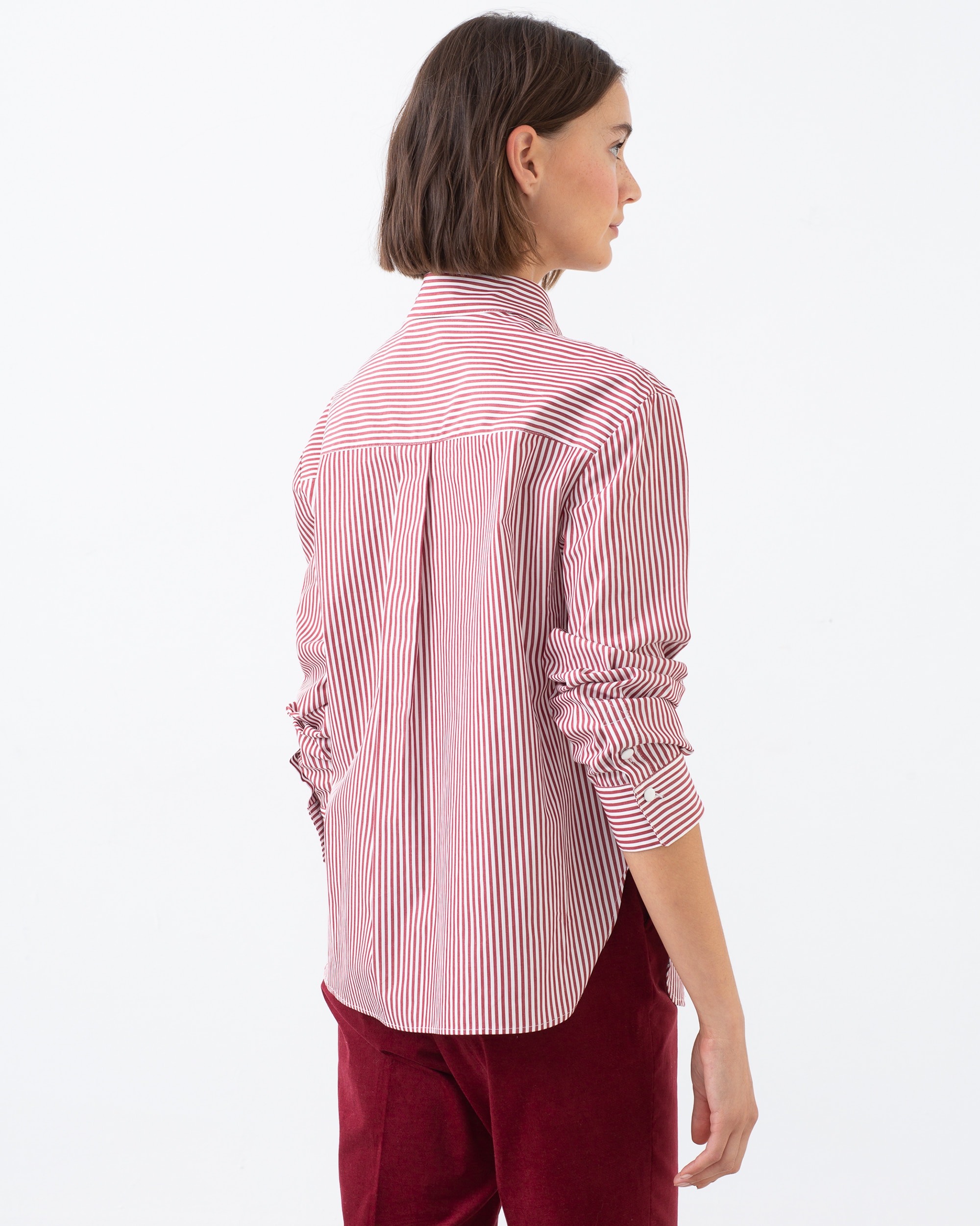 Camisa de mujer manga larga con cuello camisero - Lasserre - Granate Granate-3