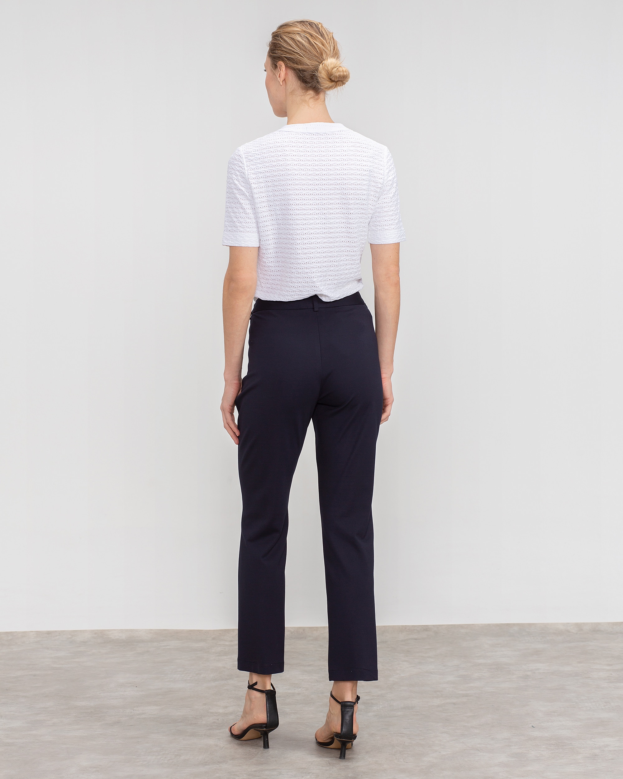 Pantalón de mujer de punto tobillero con bolsillo francés - Lasserre - Azul marino Azul marino-2