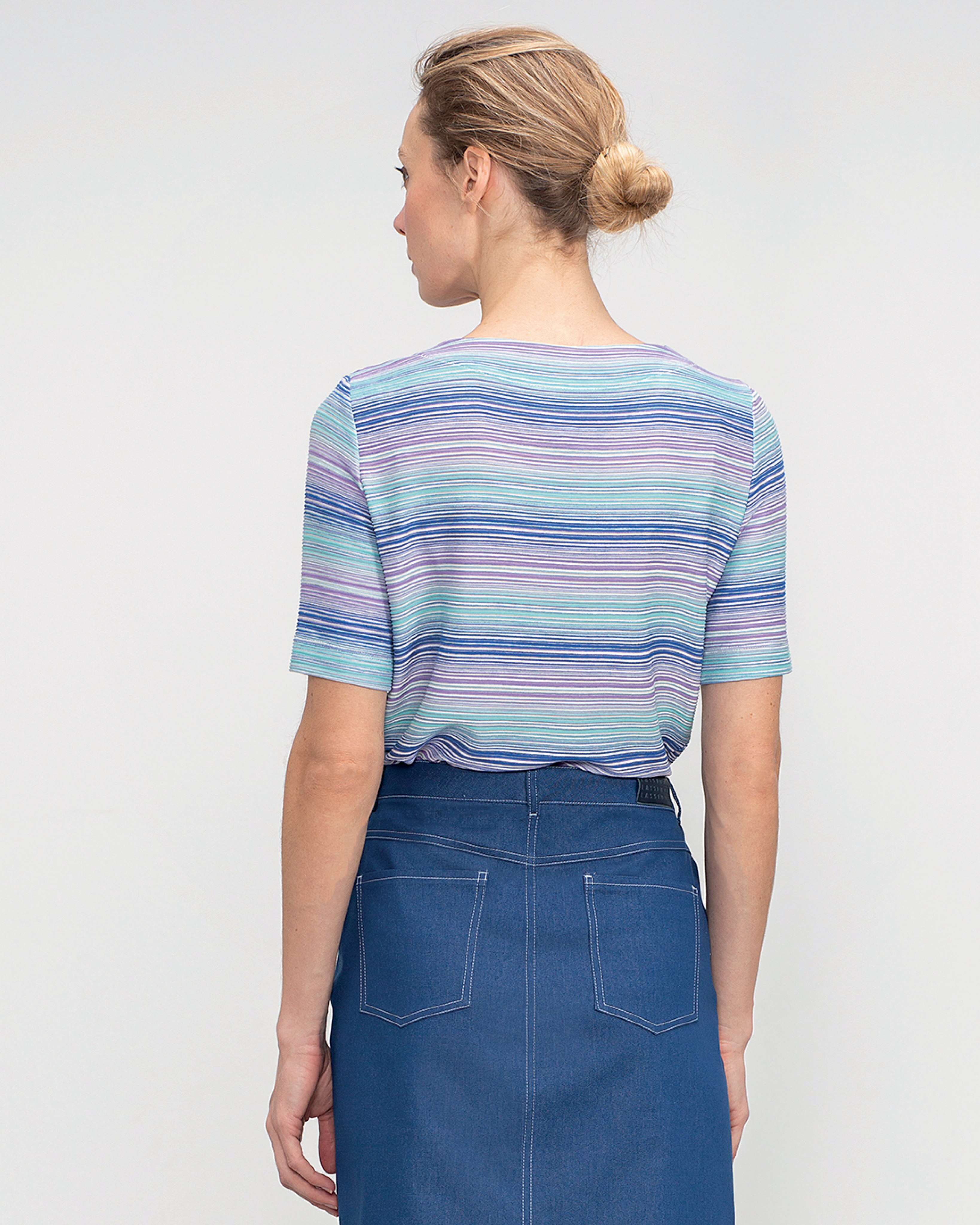 Camiseta de mujer con botones en hombro y cuello redondo - Lasserre - Lila Lila-2