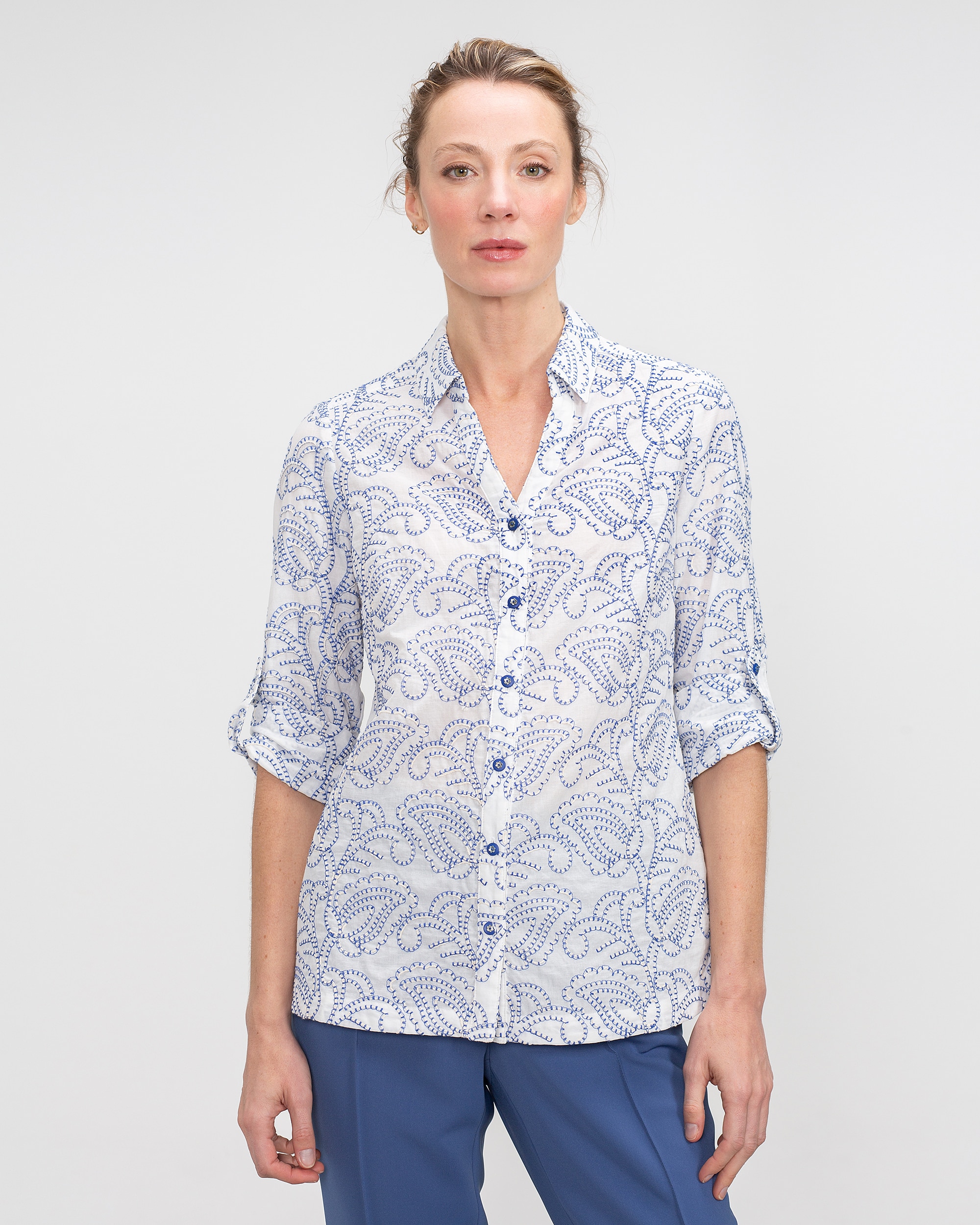 Lasserre - Camisa de mujer camisera con manga sardineta.