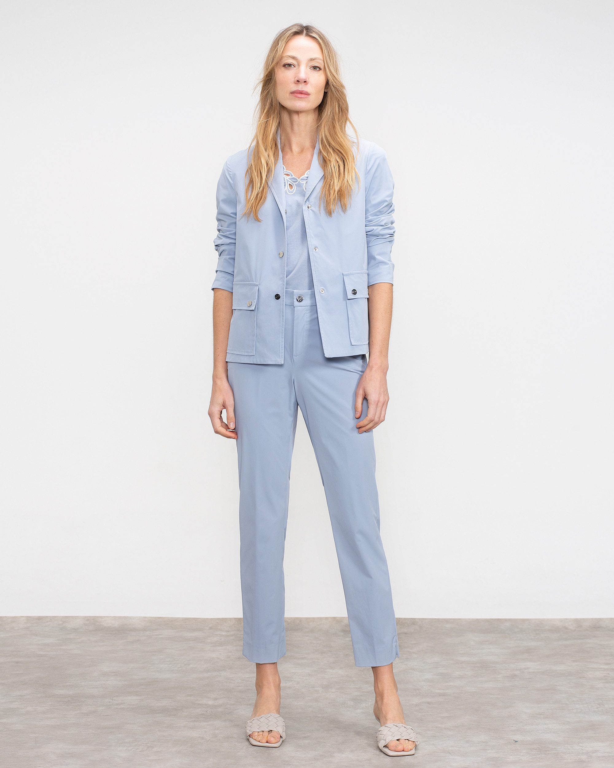 Sobrecamisa de mujer con bolsillos cuadrados y botones - Lasserre - Azul claro Azul claro-3