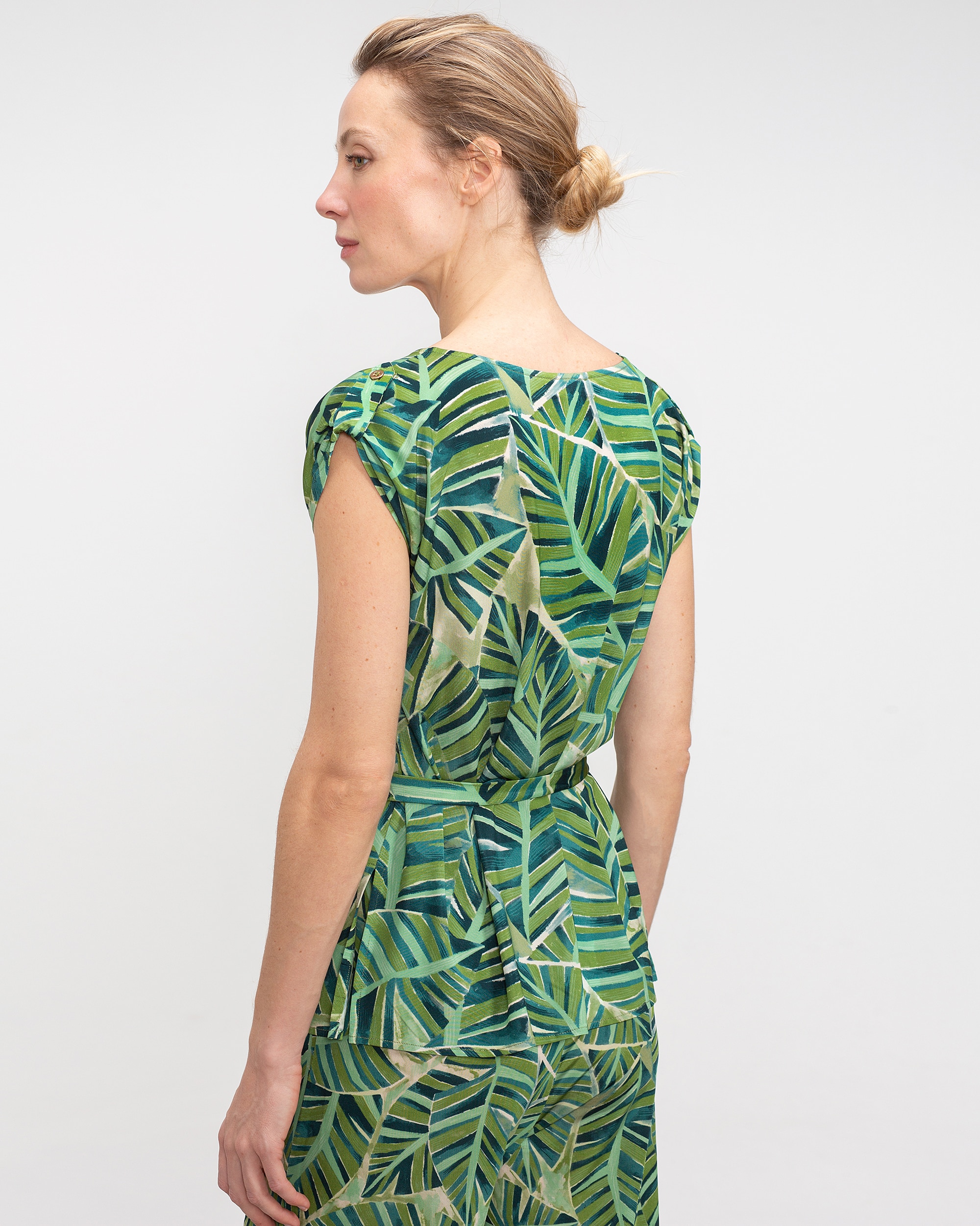 Camiseta de mujer de manga corta con charretera - Lasserre - Verde oscuro Verde oscuro-2