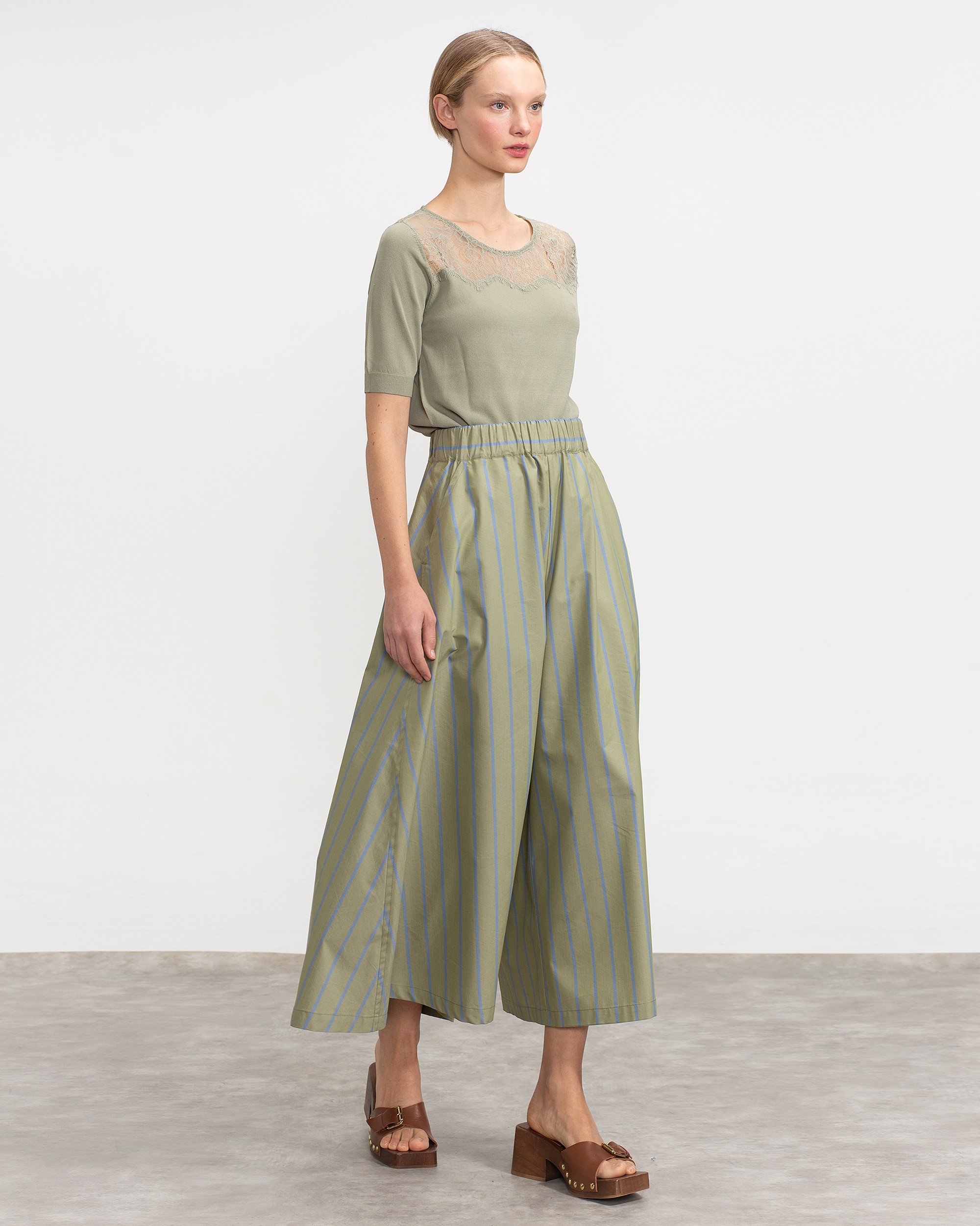 Midi pantalón ancho - Lasserre - Verde Verde-3