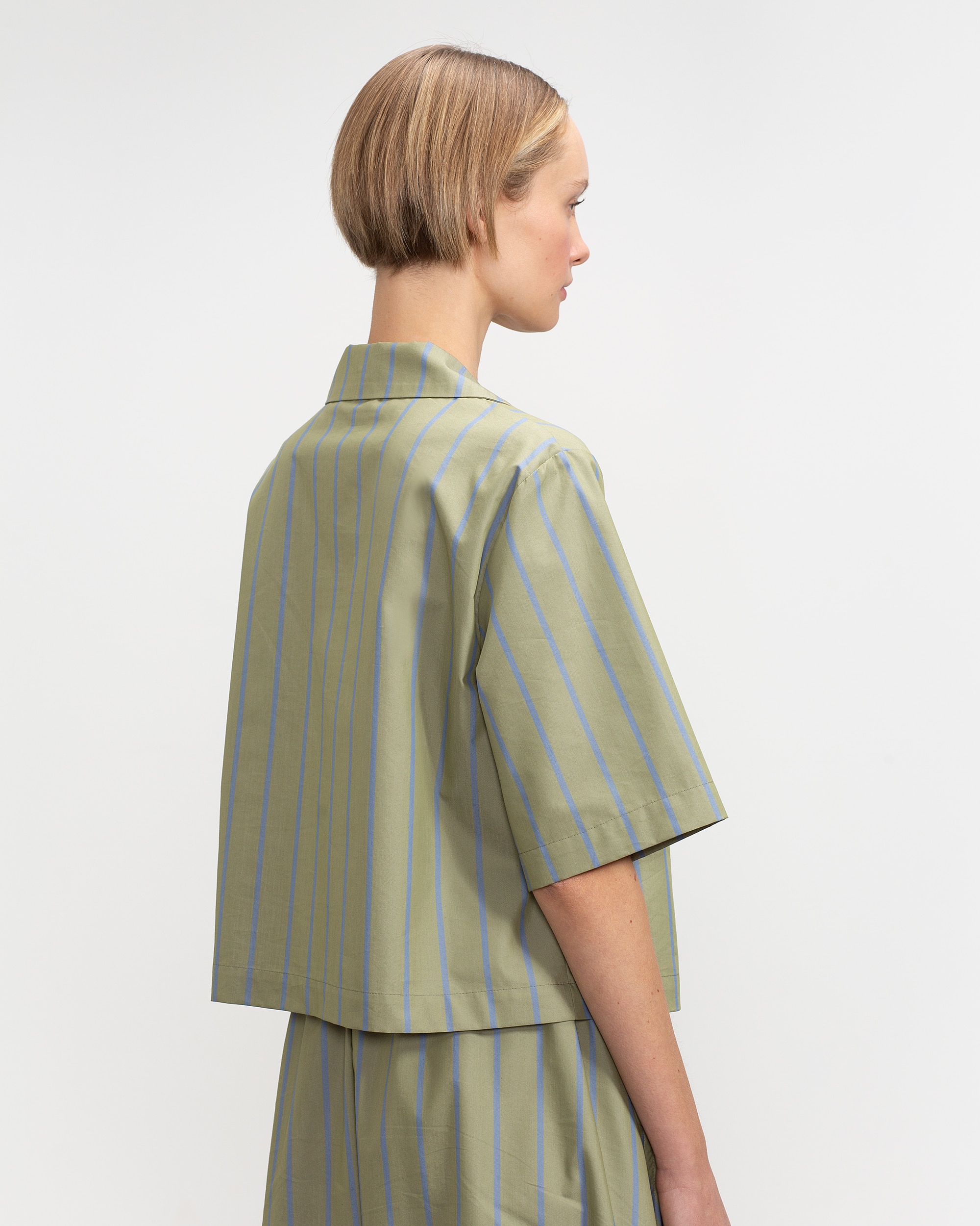 Camisa de mujer recta con cuello camisero - Lasserre - Verde Oliva Verde Oliva-2