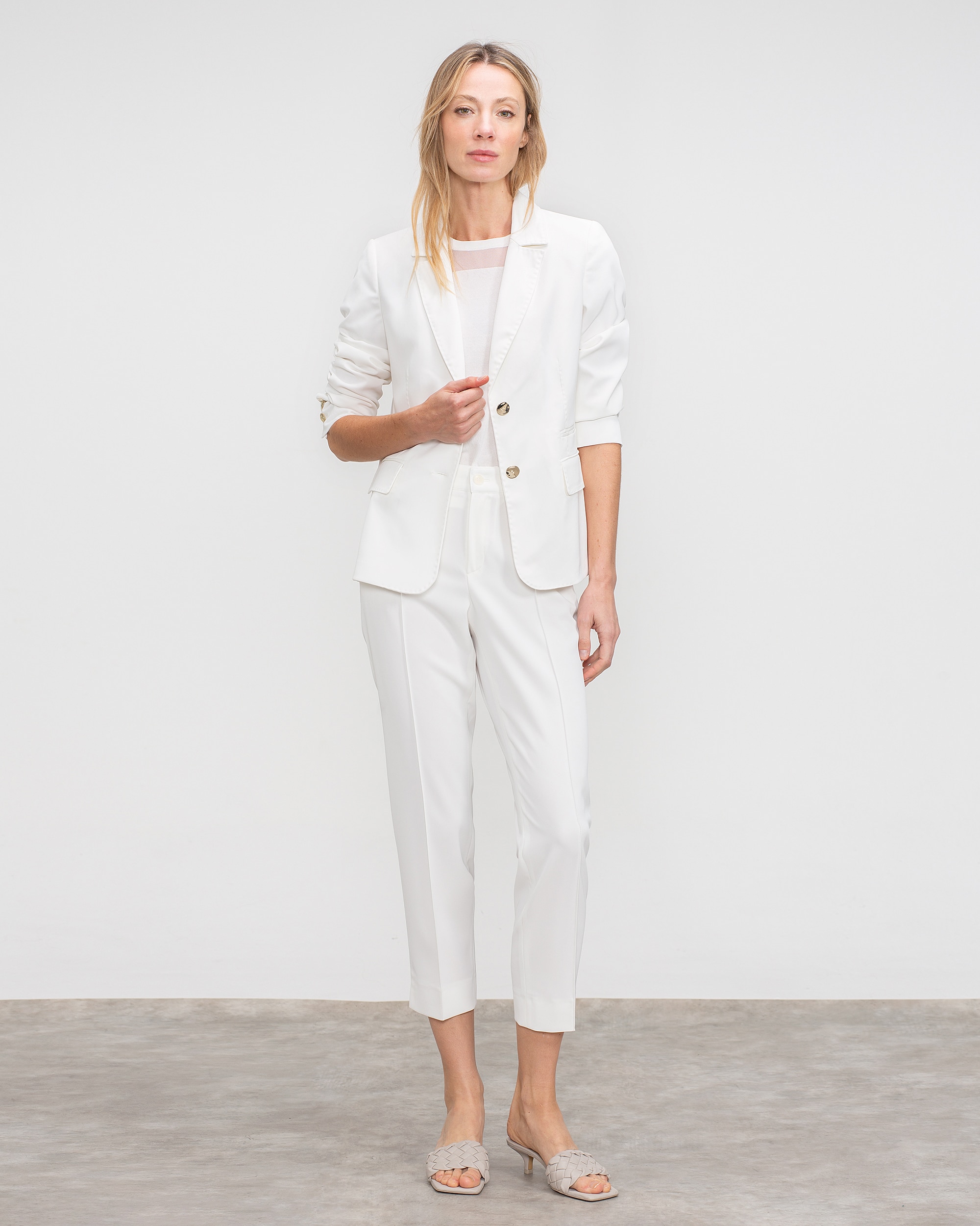 Blazer de mujer entallado con cuello solapa - Lasserre - Blanco Blanco-3