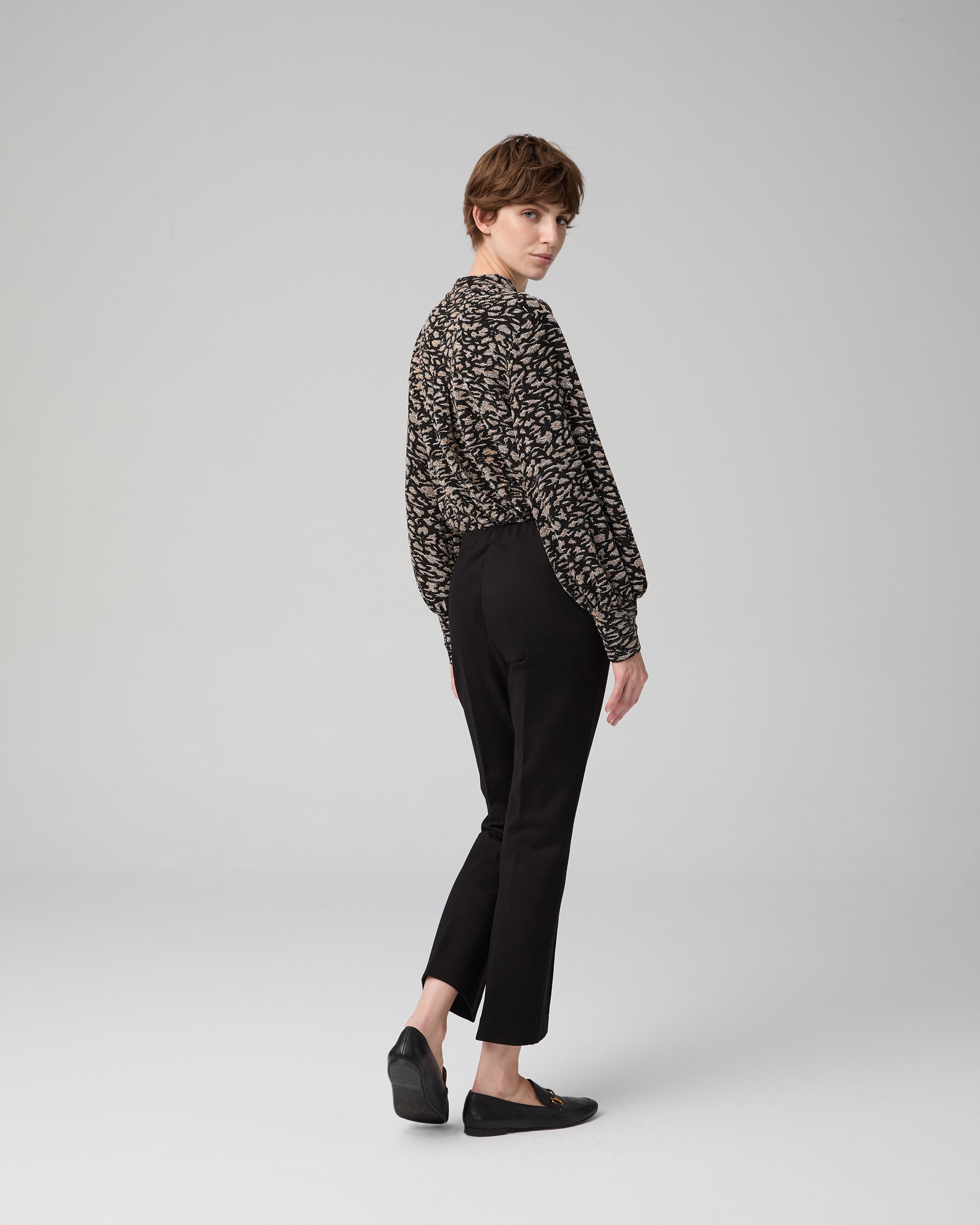 Pantalón de mujer con goma y nervio - Lasserre - Negro Negro-2