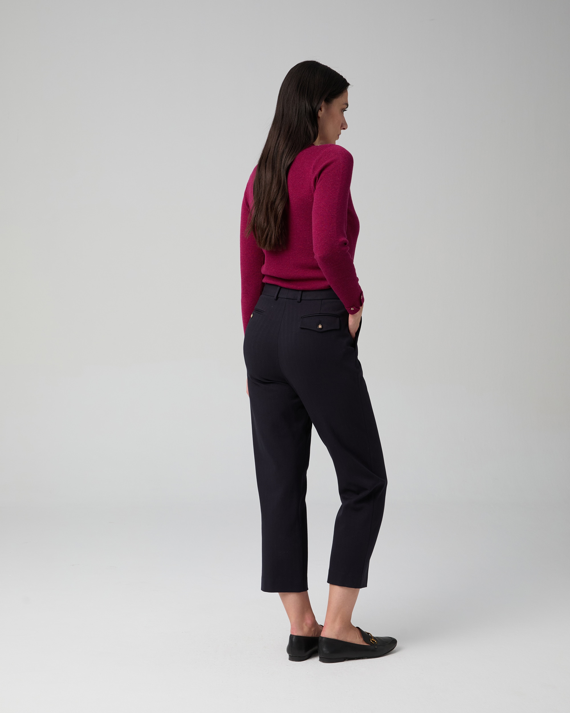 Imagen 2 de Pantalón de mujer de tiro alto con pinzas delanteras - Lasserre - Azul marino Azul marino